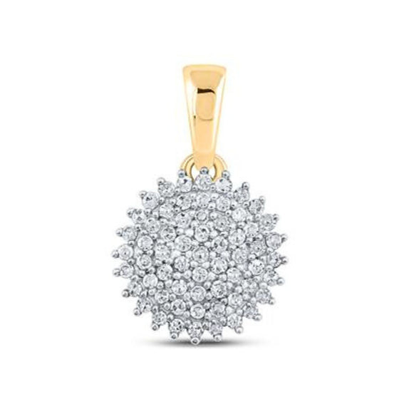 Colgante de oro amarillo de 10 quilates con diamantes en racimo de 1/5 CTW