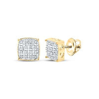 10k Gold Diamond Square Earrings 1/10 Cttw close-up detail - GOLDZENN