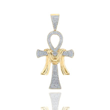  Colgante de cruz Ankh con diamantes en oro de 10 quilates y 3/4 quilates