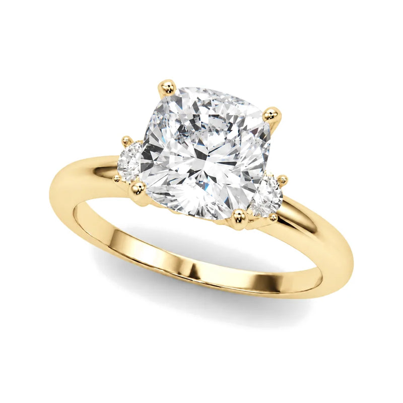 Pilar cushion lab-grown diamond engagement ring, 2 ct center, yellow gold