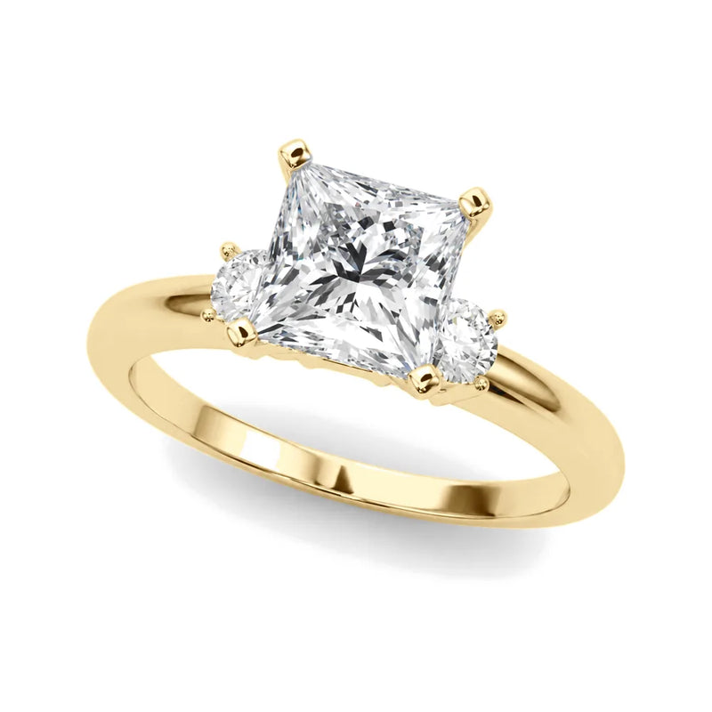 Pilar princess lab-grown diamond engagement ring, 2 ct center, yellow gold