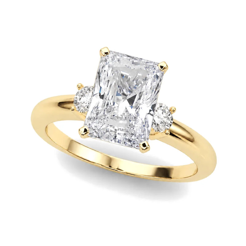 Pilar radiant lab-grown diamond engagement ring, 2 ct center, yellow gold