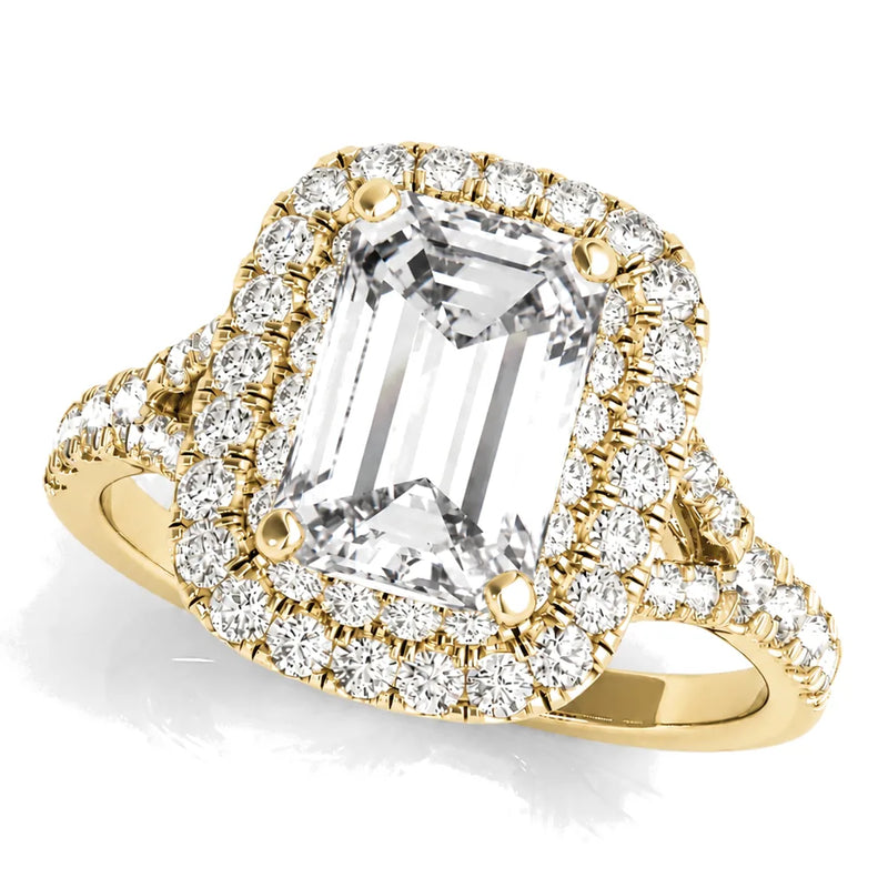 Regina emerald lab-grown diamond engagement ring, 2 ct center, yellow gold