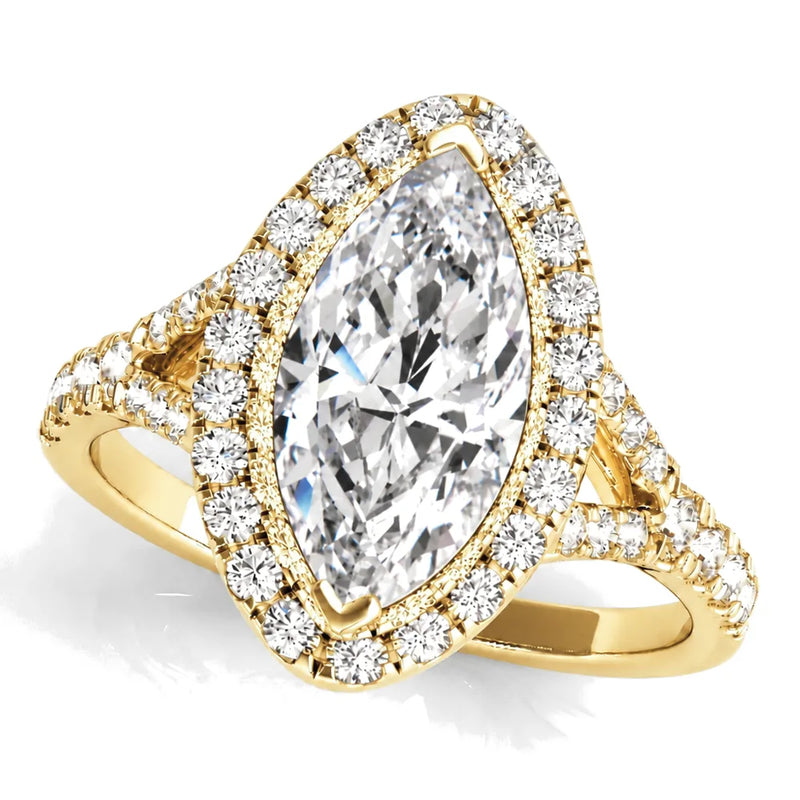 Regina marquise lab-grown diamond engagement ring, 2 ct center, yellow gold
