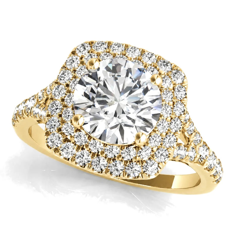 Regina round lab-grown diamond engagement ring, 2 ct center, yellow gold