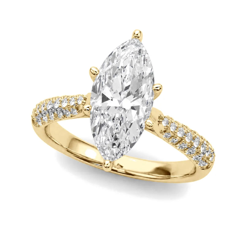 Renata marquise lab-grown diamond engagement ring, 2 ct center, yellow gold
