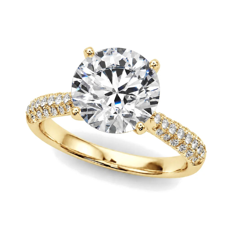Renata round lab-grown diamond engagement ring, 2 ct center, yellow gold