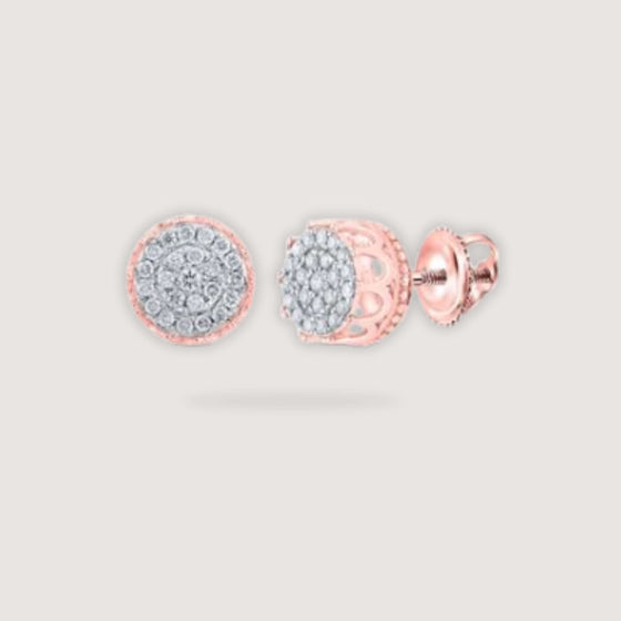 1/4CTW Round Diamond Cluster Stud Earrings - 10K Rose GoldElevate your style with 1/4CTW diamond earrings in rose gold. Ideal for any occasion.