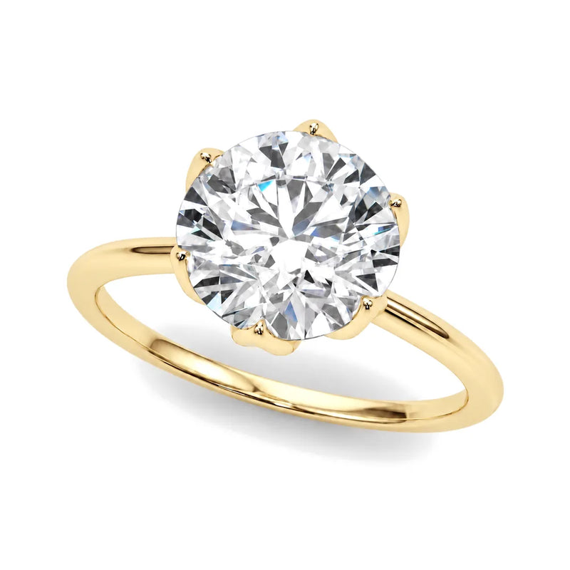 Sabrina round lab-grown diamond engagement ring, 2 ct center, yellow gold