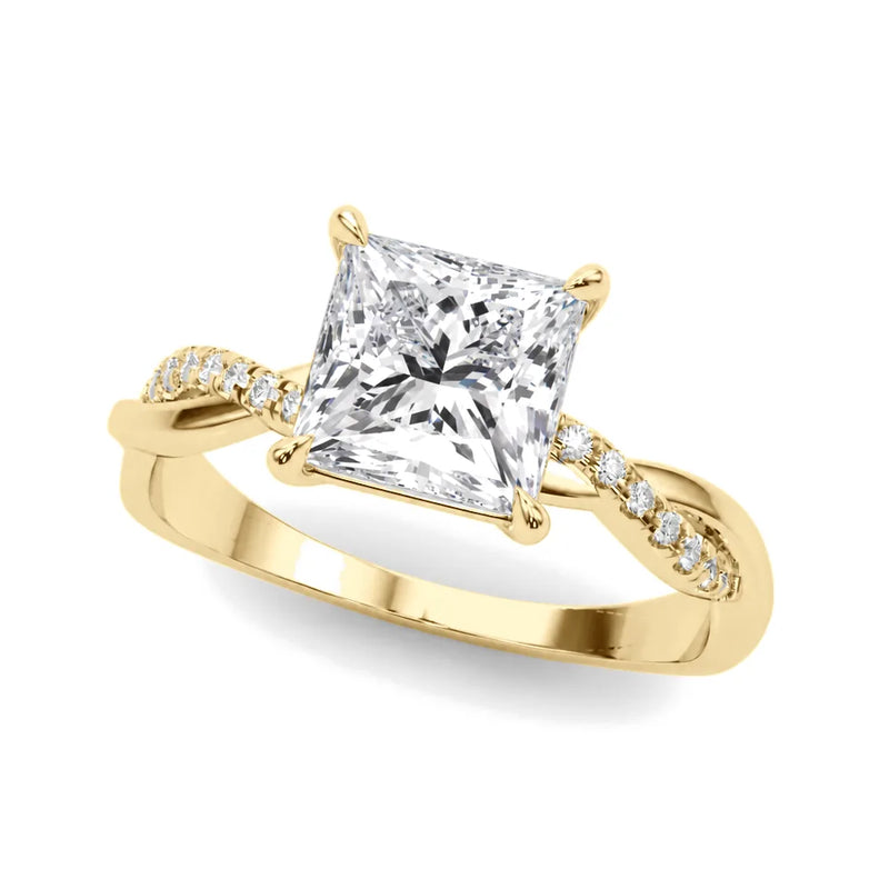 Salome princess lab-grown diamond engagement ring, 2 ct center, yellow gold