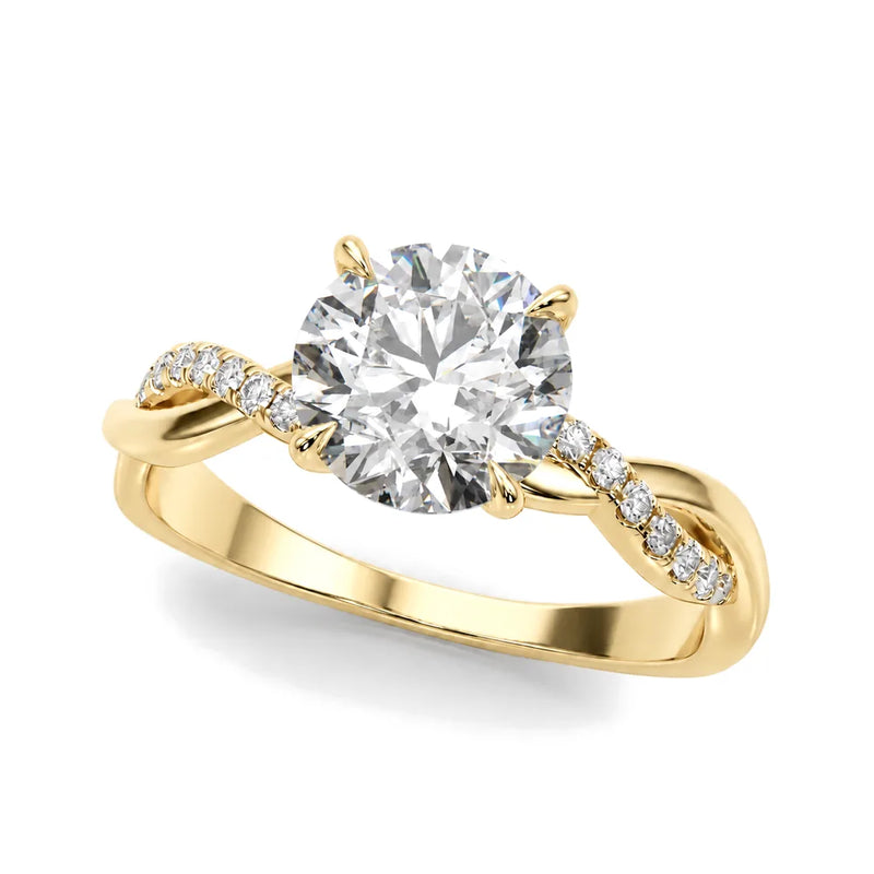 Salome round lab-grown diamond engagement ring, 2 ct center, yellow gold