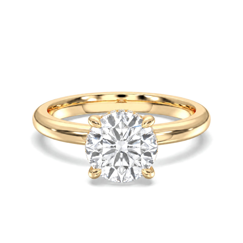 Selene round lab-grown diamond engagement ring, 2 ct center stone, yellow gold