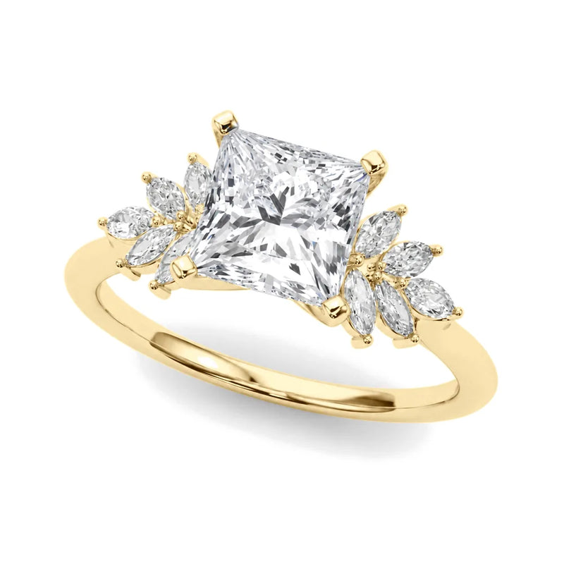 Serena princess lab-grown diamond engagement ring, 2 ct center, yellow gold
