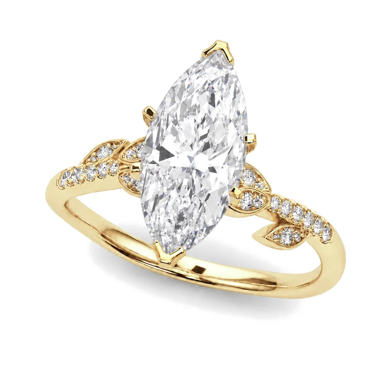Sofia marquise lab-grown diamond engagement ring, 2 ct center, yellow gold