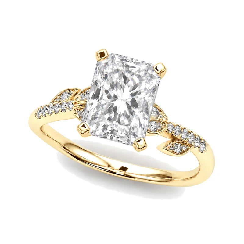Sofia radiant lab-grown diamond engagement ring, 2 ct center, yellow gold