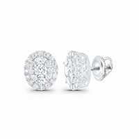 1CTW Diamond Oval Earrings – 14K White Gold close-up detail - GOLDZENN