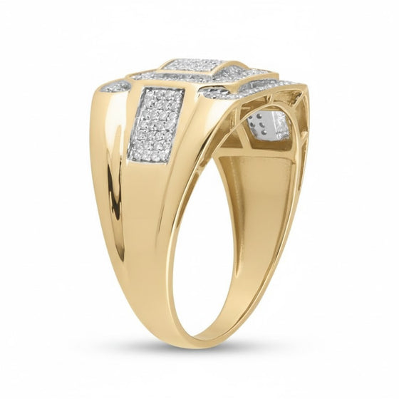 10k Yellow Gold Diamond Octagon Cluster Ring