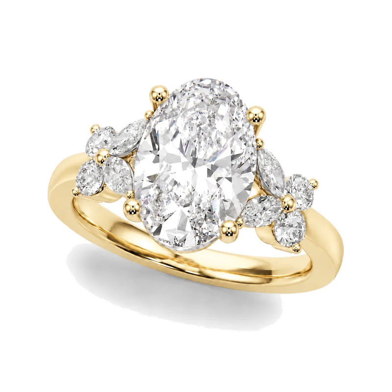 Valentina oval lab-grown diamond engagement ring, 2 ct center, yellow gold