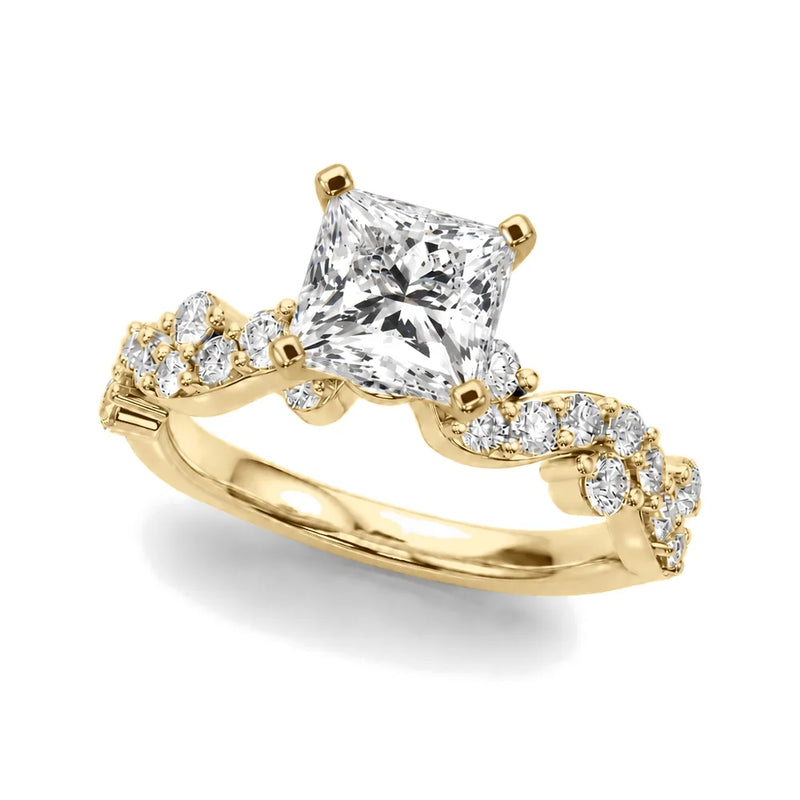 Vanessa princess lab-grown diamond engagement ring, 2 ct center, yellow gold