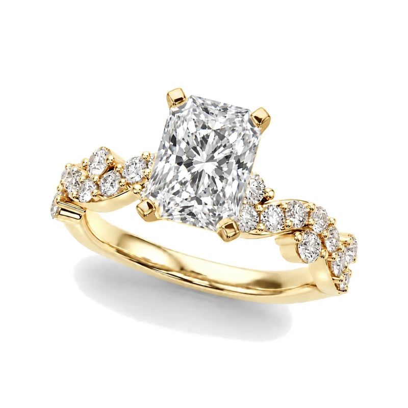 Vanessa radiant lab-grown diamond engagement ring, 2 ct center, yellow gold