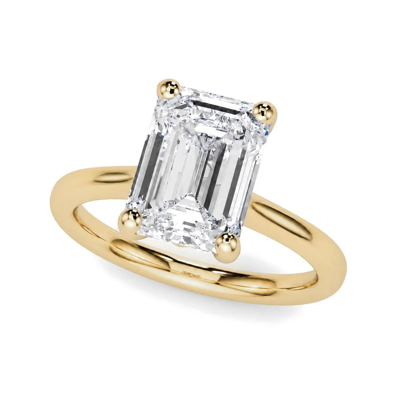 Vivienne emerald lab-grown diamond engagement ring, 2 ct center, yellow gold