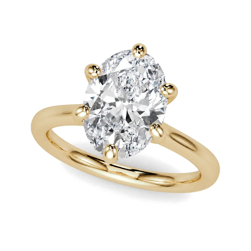 Vivienne oval lab-grown diamond engagement ring, 2 ct center, yellow gold