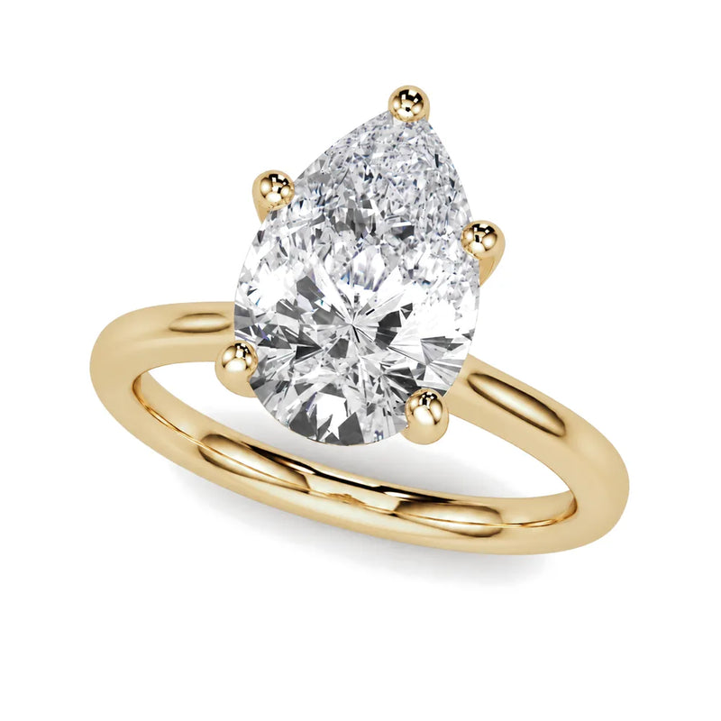 Vivienne pear lab-grown diamond engagement ring, 2 ct center, yellow gold