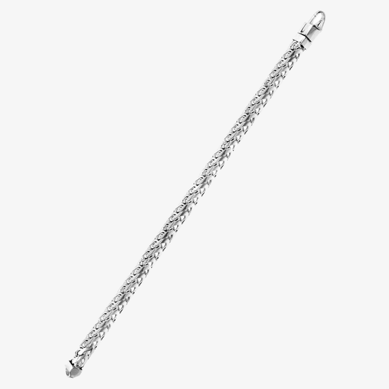 1.8mm- 3.9mm - Diamond Cut Franco Bracelet Solid White Gold1.8mm-3.9mm diamond-cut Franco bracelet in 14K solid white gold. Sleek, durable, and polished for timeless elegance and modern sophistication.