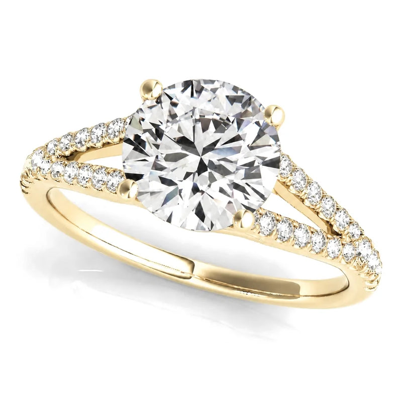 Wren round lab-grown diamond engagement ring, 2 ct center, yellow gold