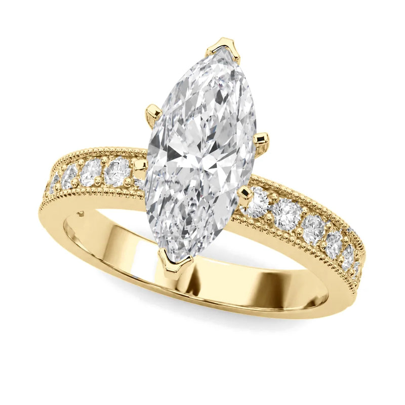 Yara marquise lab-grown diamond engagement ring, 2 ct center, yellow gold
