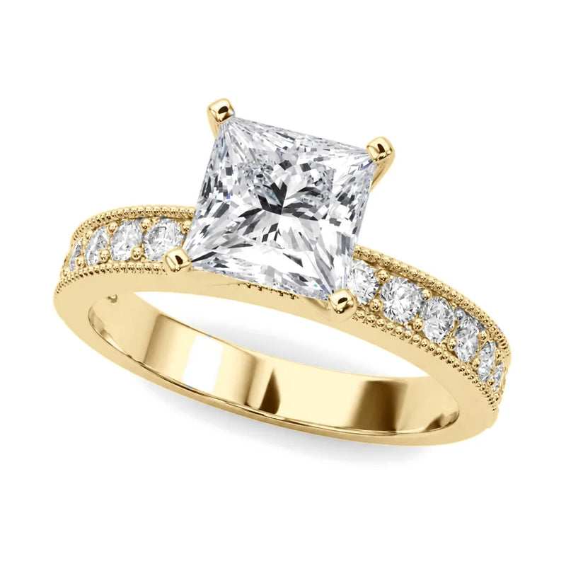Yara princess lab-grown diamond engagement ring, 2 ct center, yellow gold