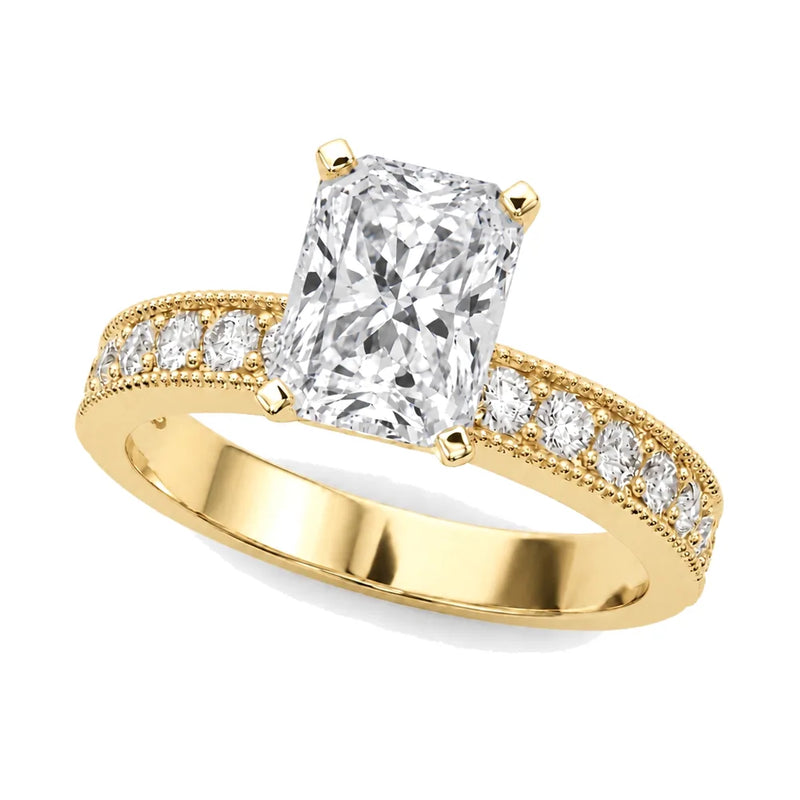 Yara radiant lab-grown diamond engagement ring, 2 ct center, yellow gold