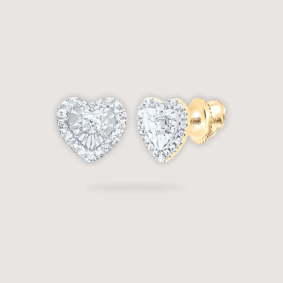 1/10CTW Diamond Fashion Gift Heart Stud Earrings - 10K GoldDiscover elegant diamond heart earrings in 10K gold, a perfect gift for men and women. Ideal as a diamond women's pendant choice.