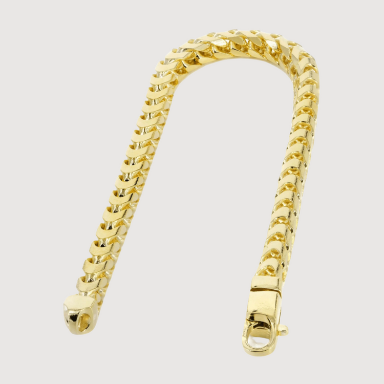 The Hollow Franco Bracelet - 4mm showcases a flat, interlocking curb link design with a clasp closure, displayed on a plain light background.