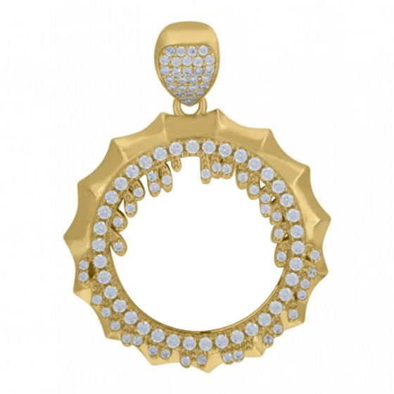Medallion Charm Pendant in 10k Solid Gold- GOLDZENN(Showing the can you place the photo).