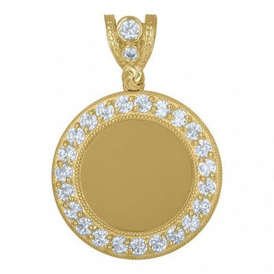 Medallion Charm Pendant - 10k Solid Gold - GOLDZENN-  Full detail of the pendant.