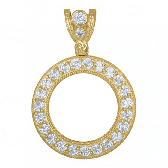 Medallion Charm Pendant - 10k Solid Gold - GOLDZENN- Showing the space in the center by where you can put your picture.