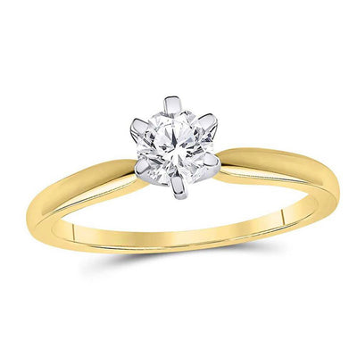 Round Diamond Wedding Ring -0.5CTW Solitaire Premium - 14K| GOLDZENN- Ring detail.