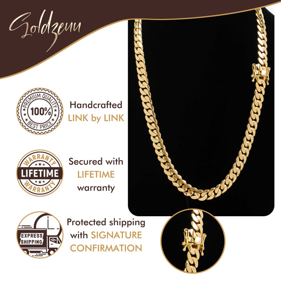 13mm Solid Gold Cuban Link Chain