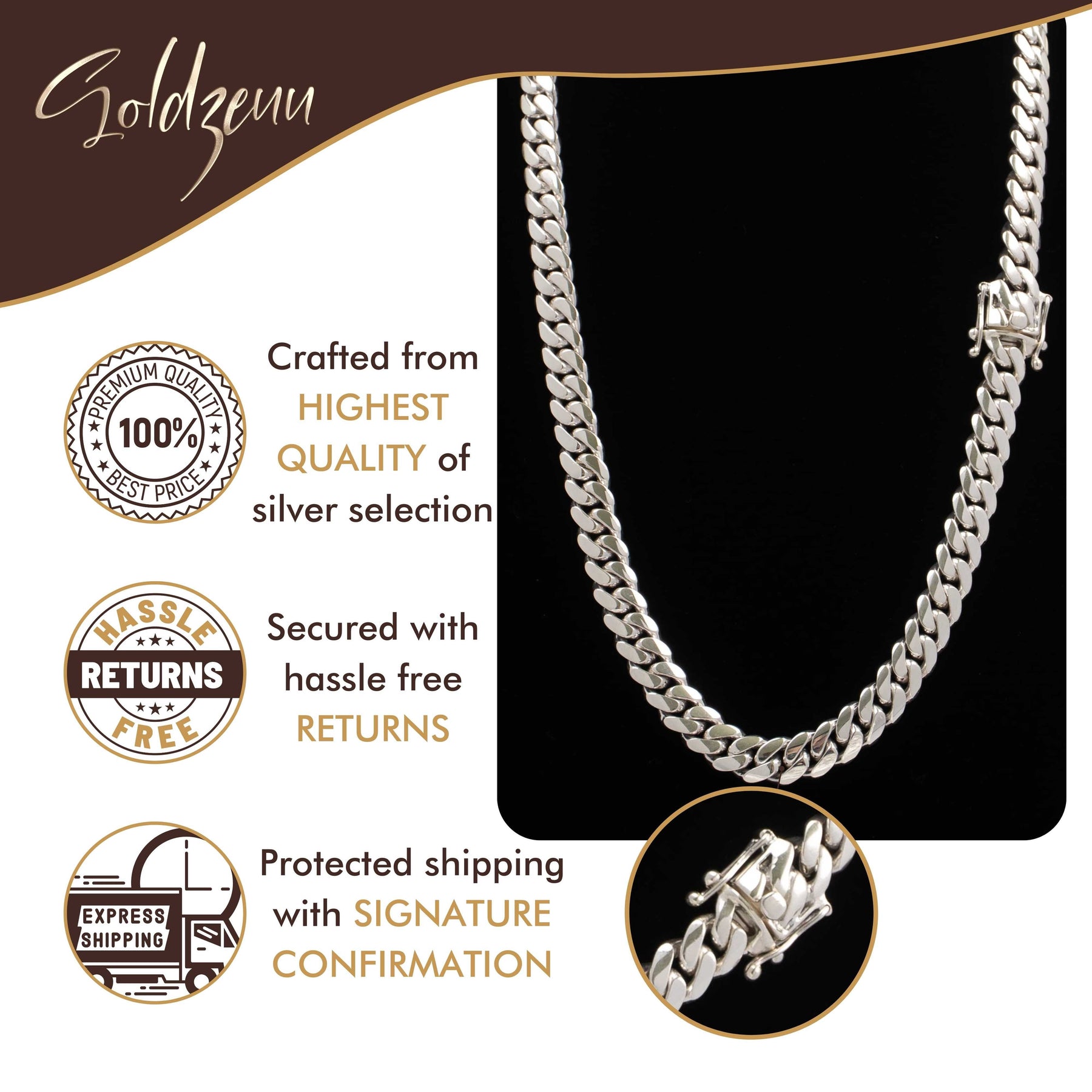 Silver Cuban Link Chain- 18mm | GOLDZENN Jewelry 20