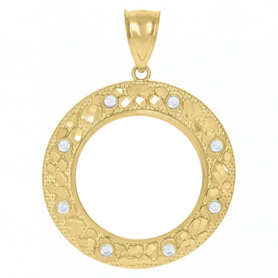 Picture Necklace-  Medallion Frame Pendant in 10k Solid Gold | GOLDZENN- Showing the space in the center by where you can put your picture.