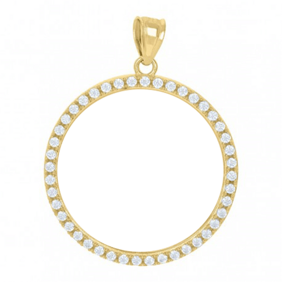 Medallion Picture Frame Pendant - 10k Solid Gold | GOLDZENN- Showing the space in the center by where you can put your picture.