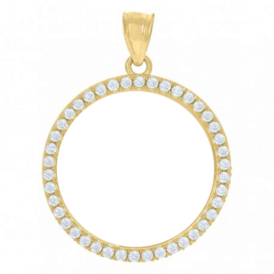 Charm Pendant - Medallion Picture Frame - 10k Solid Gold | GOLDZENN- Showing the space in the center by where you can put your picture.