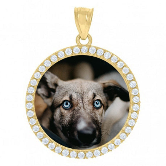 Charm Pendant - Medallion Picture Frame - 10k Solid Gold | GOLDZENN- Sample of a picture in the center (2). 