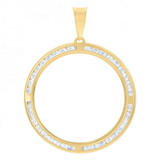 Men's Picture Frame Pendant in 10k Solid Gold | GOLDZENN- Showing the space in the center by where you can put your picture.