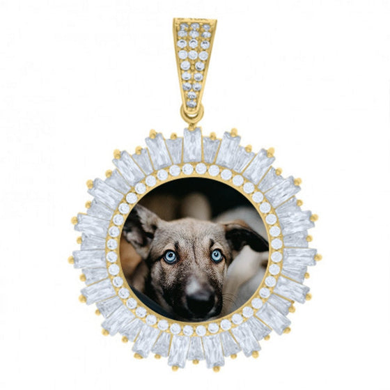 Baguette Photo Frame Charm Pendant in 10k Solid Gold