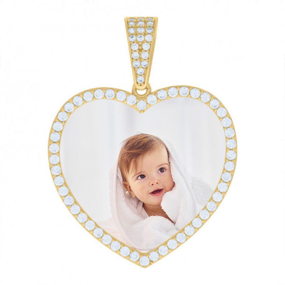 Heart Picture Frame Pendant - 10k Solid Gold| GOLDZENN- Sample of a picture in the center.
