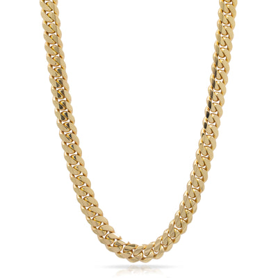 Solid Gold Cuban Link Chain- 11mm | GoldZenn Jewelry- Closer chain view in yellow gold