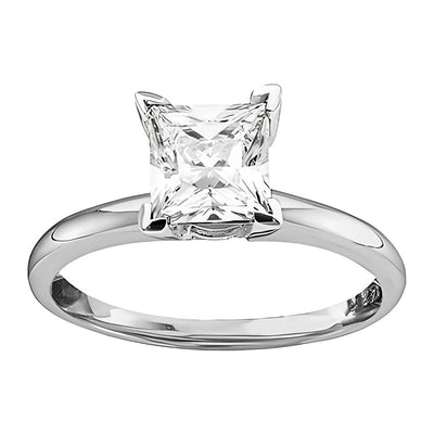 Princess Cut Diamond- 1.0CTW Solitaire Excellent Engagement Ring - 14k Gold- Ring detail.