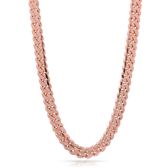 Solid Gold Cuban Link Chain-12mm| GOLDZENN Jewelry- Closer chain view in rose gold